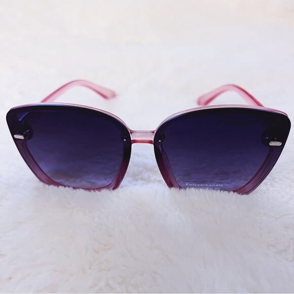 Giselle Black & Pink Oversized Cat Eye Sunglasses - Picture 5 of 10